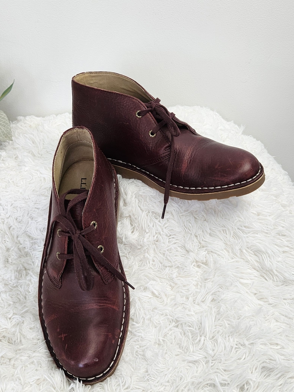 LL Bean Stonington Womens 11 Medium Chukka Boots Ankle Red Oxblood Leather